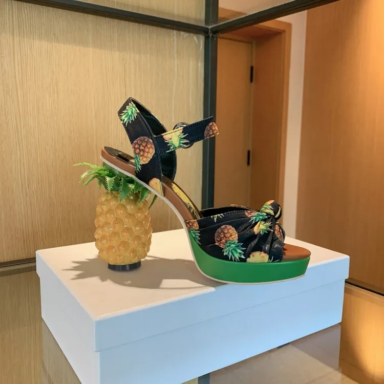 Women Pink Platform Sandals PineApple Chunky High Heels Summer