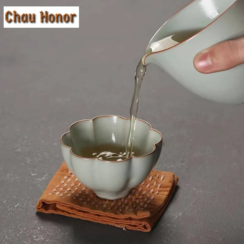 Boutique Azure Ru Kiln Ceramics Tea Cup Handmade Household Master Cup Puer Kung Fu Tea Set Tea Ceremony Drinkware Accessories