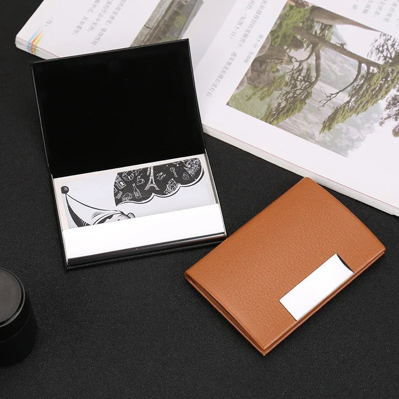Laser Engraved LOGO Luxury Aluminum PU Men's Credit Card Business Card Holder Pocket Business RFID Wallet Travel Card Holder 2