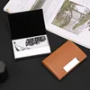 Laser Engraved LOGO Luxury Aluminum PU Men's Credit Card Business Card Holder Pocket Business RFID Wallet Travel Card Holder 2