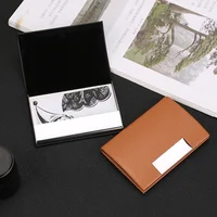 Laser Engraved LOGO Luxury Aluminum PU Men's Credit Card Business Card Holder Pocket Business RFID Wallet Travel Card Holder 2