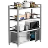 Floor-standing Microwave Cupboard Kitchen Cabinet Stainless Steel Multi-layer Kitchen Cabinets Shelves Home Kitchen Furniture 1