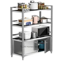 Floor-standing Microwave Cupboard Kitchen Cabinet Stainless Steel Multi-layer Kitchen Cabinets Shelves Home Kitchen Furniture 1