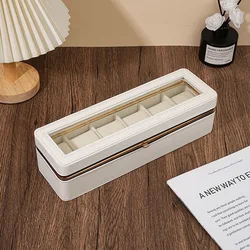 Elegant Checkered Watch Storage Case with Velvet Lining - Waterproof, Dustproof, and Protective Display Box (White)