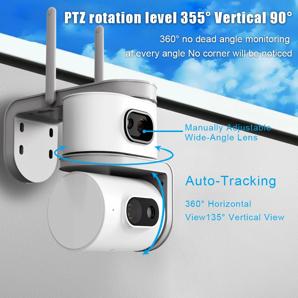 DIFANG V380 Pro 4K 8MP WiFi Security Camera Dual Screen 360° PTZ Home Security Protection Surveillance WiFi CCTV Outdoor 5