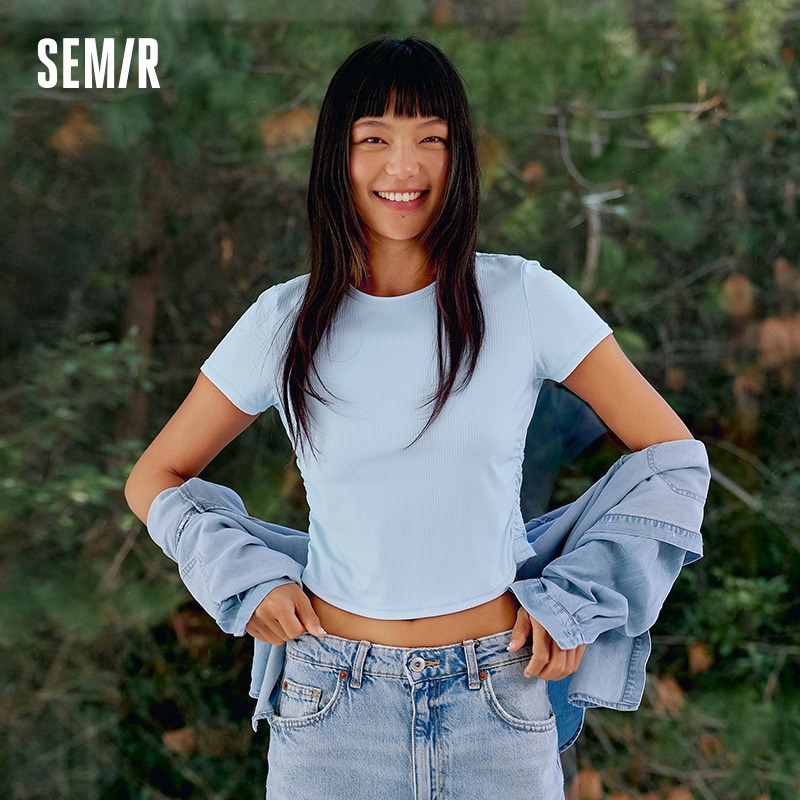 Semir Women Short Sleeve T-Shirt 2025 Summer Short Style Ice Cool Slim Fit Moisture Wicking Quick Dry Top for Casual Wear