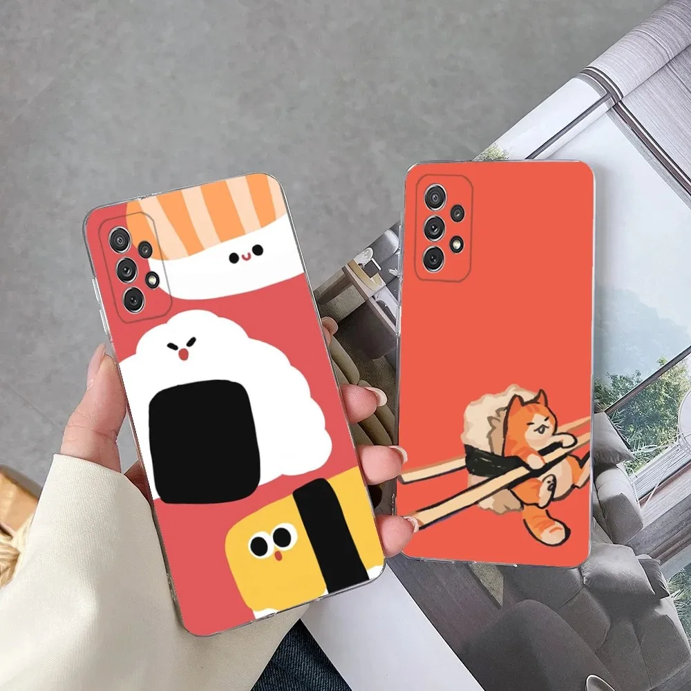 Custodia Per Telefono Sushi Cat Sushi Tasty Per Samsung Galaxy A71,70,52,51,40,31,A50,30S,21S, Note20Cover Ultra Trasparente
