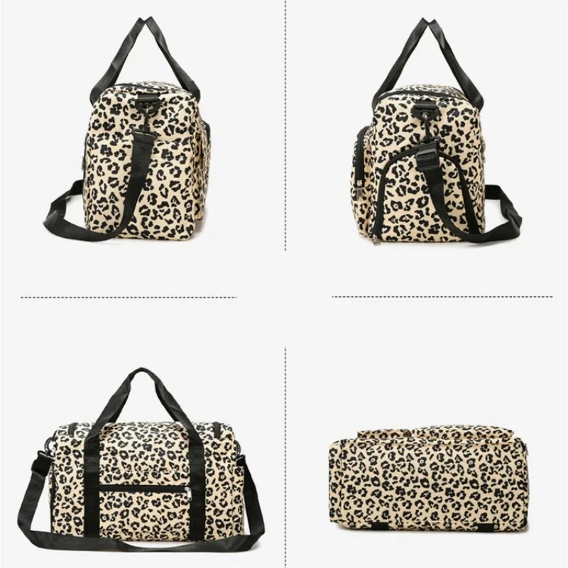 Large Capacity Travel Duffel Bag for Women Leopard Zebra Camouflage Women's Handbag Fitness Dry Wet Separation Shoulder Bag