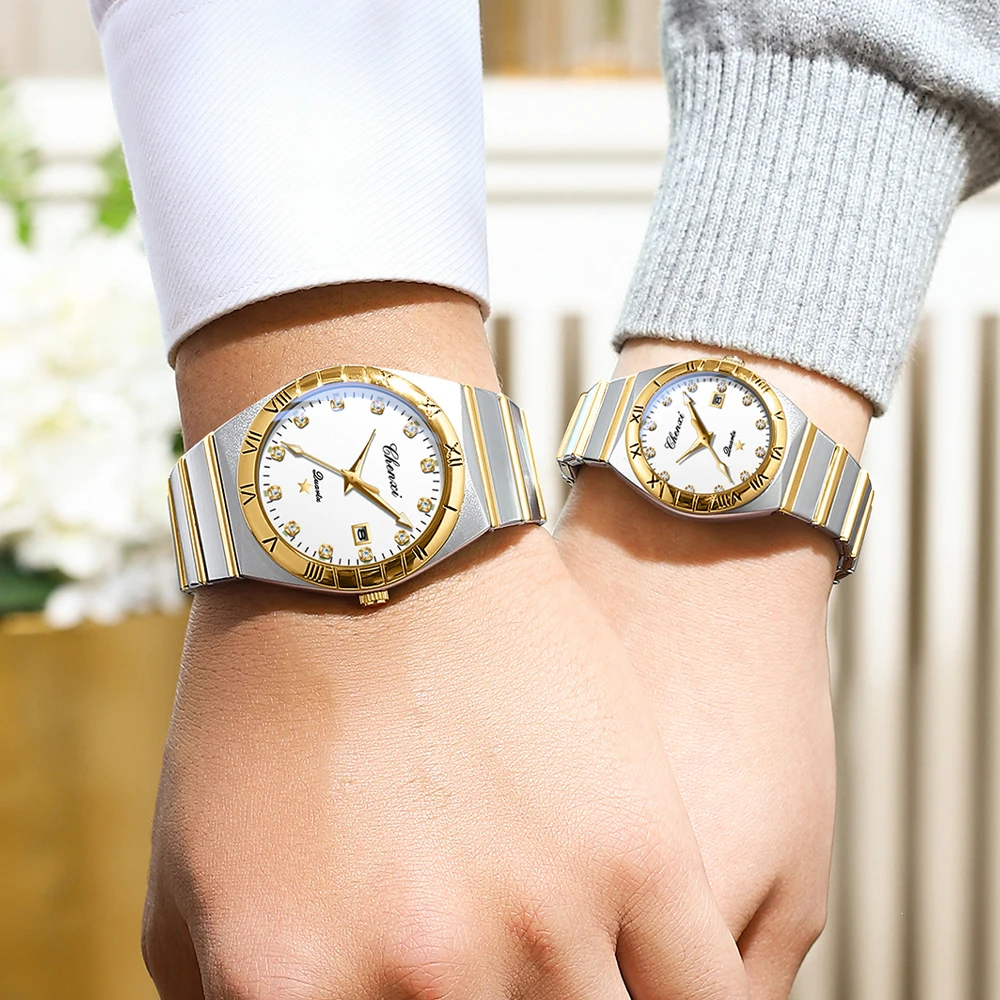 ساعة رجالي موضة فاخرة مقاوم للماء زوجين عشاق كوارت...