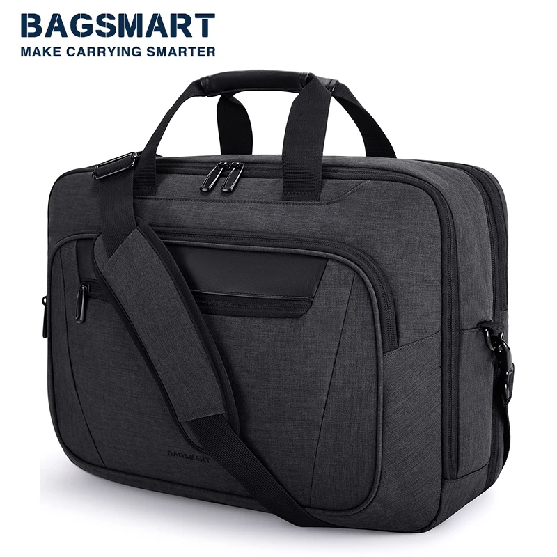 Borsa Tela Uomo Porto Computer Laptop Fino A 19", Cartella Lavoro Business Con Scomparti, Design Sottile, Garanzia A Vita