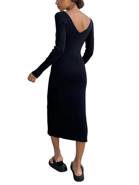 편안함과 세련함이 조화를 이루는 여성용 니트 바디콘 드레스