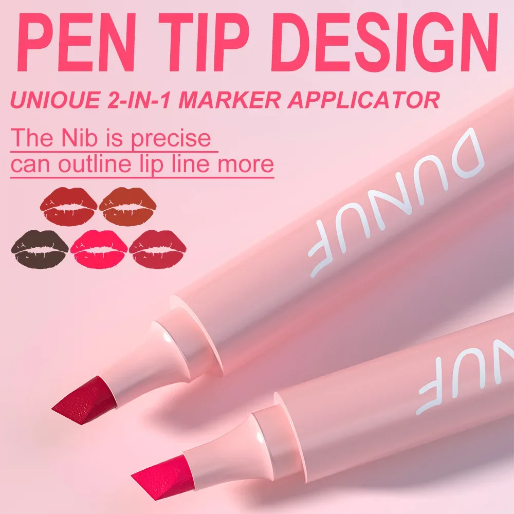 5 Colors Waterproof Nourishing Smooth Lipstick Pen Velvet Lipliner Lasting Not Fading Makeup Rose Red Lip Tint Lips Cosmetic