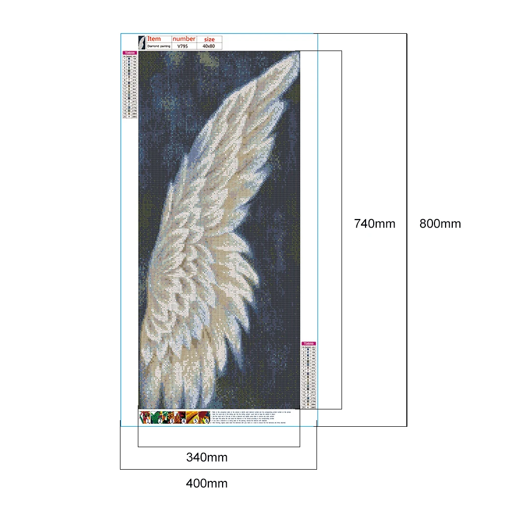 Angel Wings 5D DIY Full Round Drill Diamond Painting Hanging Canvs Art Handworks