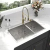 33 Inch Kitchen Sink Double Bowl 60/40 Stainless Steel 18 Gauge Drop In Top Mount Overmount Kitchen Sink Basin Washhand Stand 3