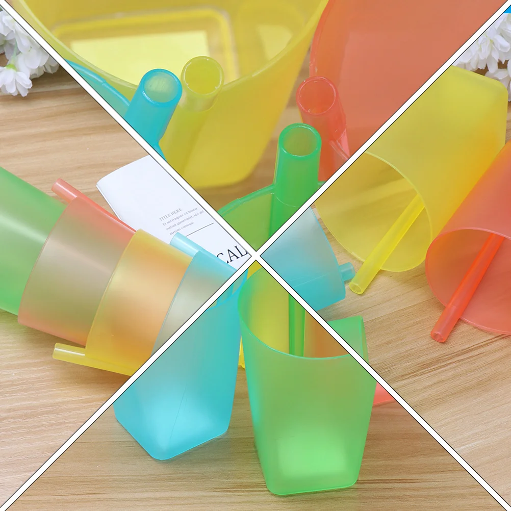 Drinking Cup Water Cup 6 Pcs Candy Color Kids Sip Cups Colored Drinking Glasses Tumblers Kids Small Cup Cup Built Straw Sippy Baby