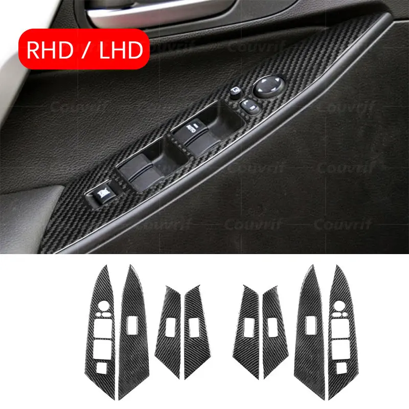 

LHD RHD Carbon Fiber Cover Window Lift Switch Button Panel Decoration Carbon Stickers For Mazda 3 BL 2014-2019 Auto Accessories