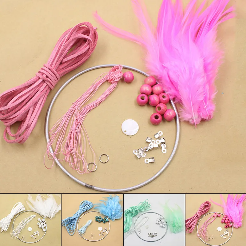 Dreamcatcher Accessories Kit DIY For Kids Craft Crochet Feather Dream Net Kit Wall Ornament Home Decoration Accessories 2