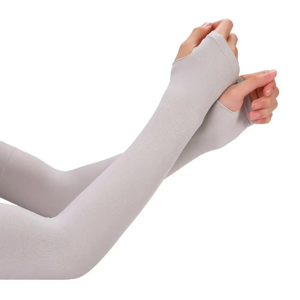 남녀공용 여름 아이스 실크 긴 소매 자외선 방지 팔 커버, 시원한 손 소매, 손가락 없는 사이클링 팔 슬리브, 신제품 