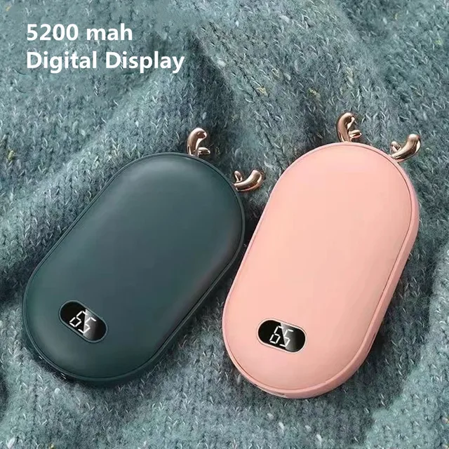 Elektromos Kézmelegítő Erő Bank 5200Mah Usb Töltés Zseb Kézzel Melegebb Digitális Kijelző Többfunkciós Tél - Image 6