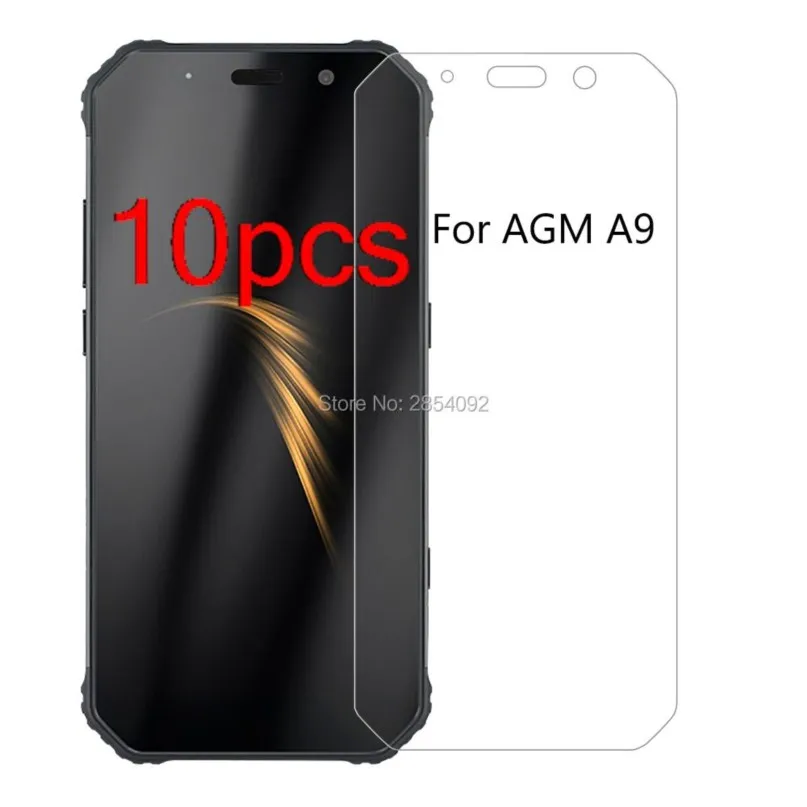 

10pcs clear hd tempered glass safety on the for agm a9 2.5d glass screen protector safety protective film guard protection