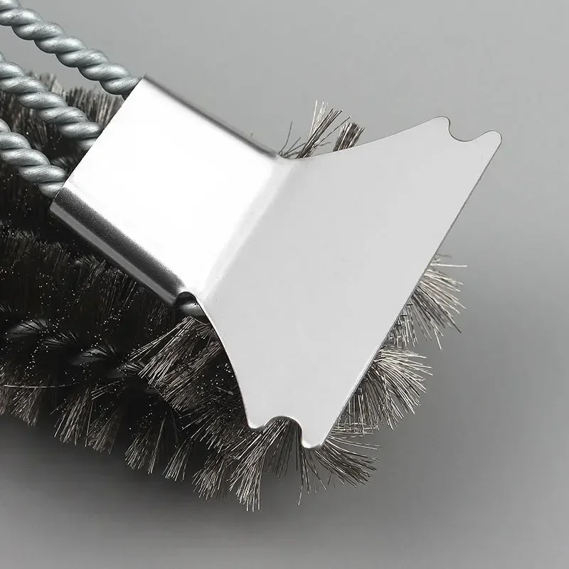 Barbecue Cleaning Tools Grill Brush Cleaning Brushes Large Grill Brush and Scraper BBQ Brush for Grill Safe 18" Stainless Steel Woven Wire 3 in 1 Bristles Grill Cleaning