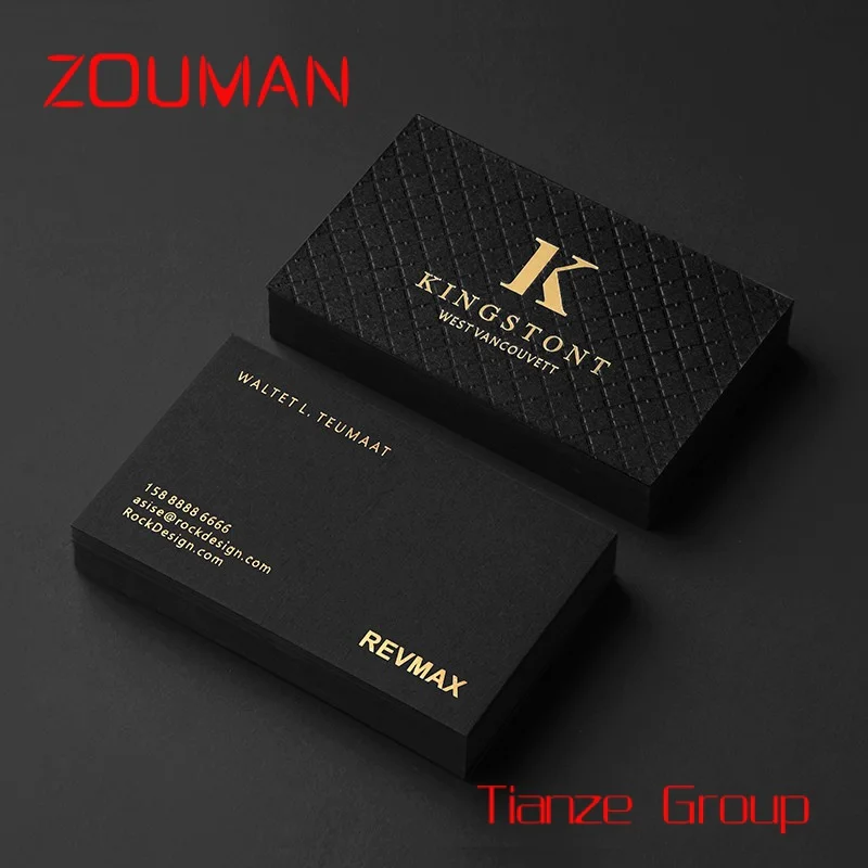 Custom , Custom Design Visiting Card Luxury Black Embossed Business Card Printed Gold Foil Stamping Paper Cards With Own Logo
