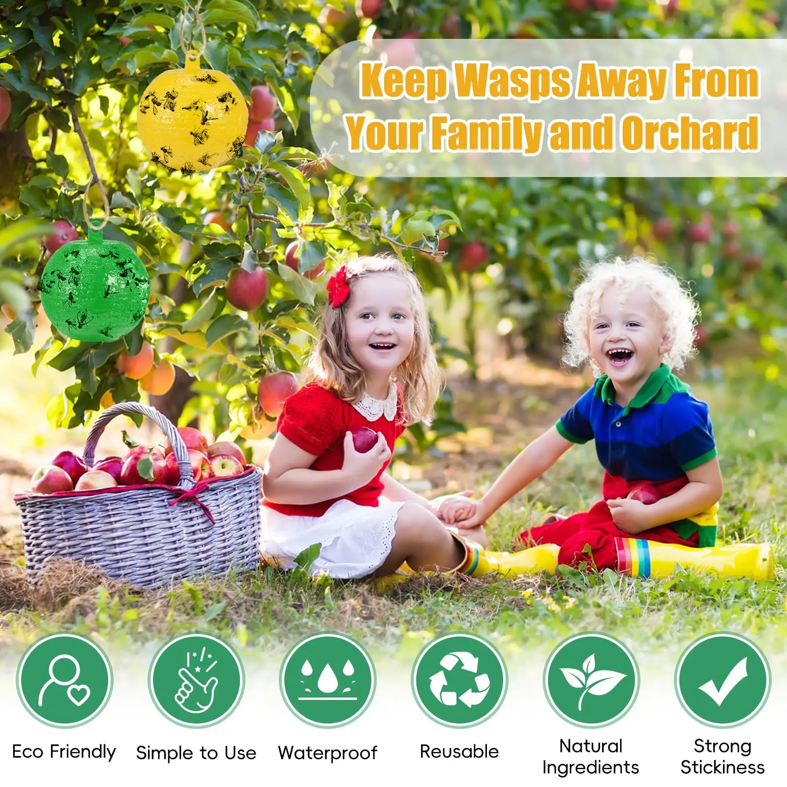 8cm Hanging Ball Fruit Fly Traps for Indoor Outdoor