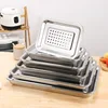 Stainless Steel Food Storage Tray Shallow Drain Trays Vegetable Fruit Dumpling Storage Plate Oil Filter Pan Kitchen Accessories 4