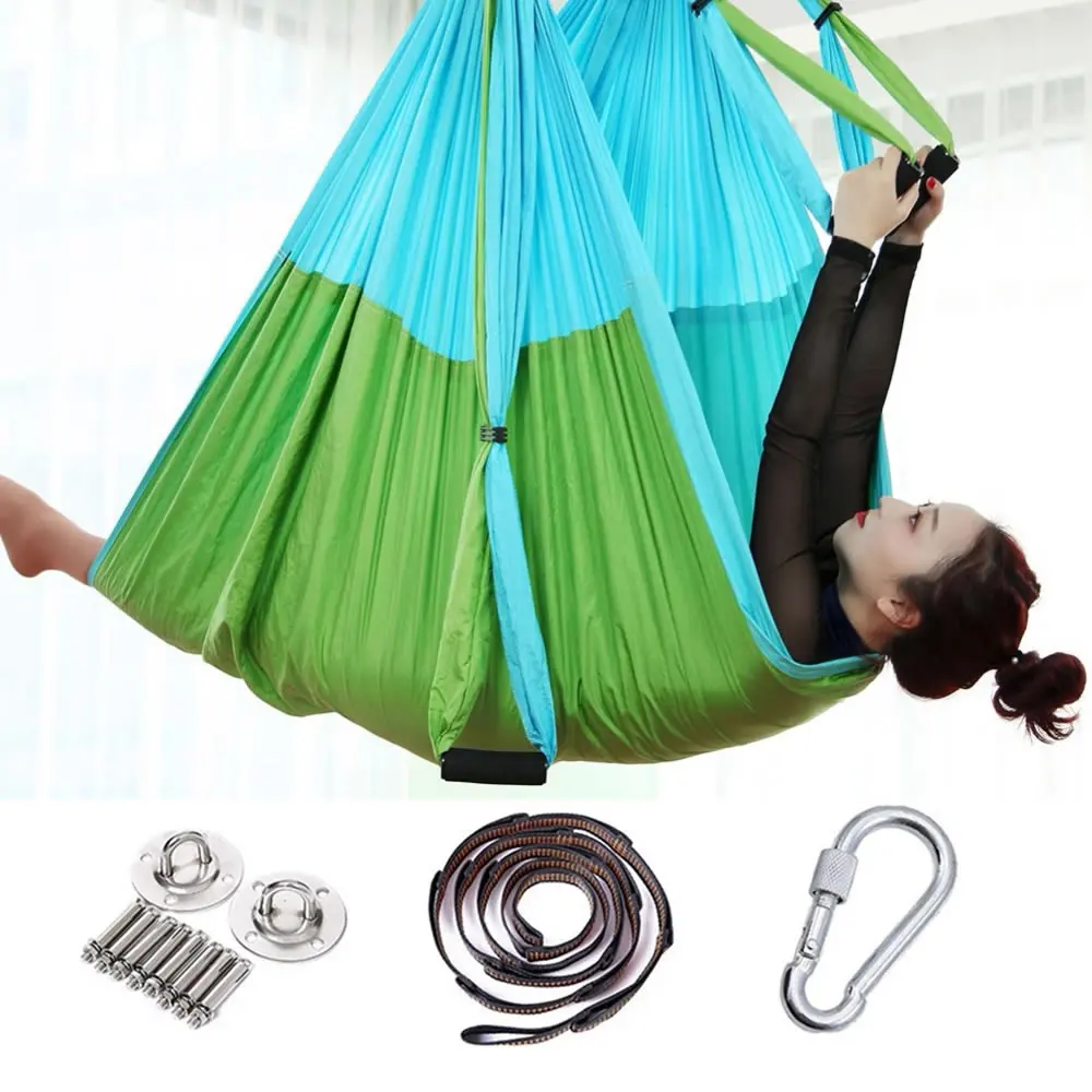 Yoga Hammock Full Set Aerial Yoga Hammock+Hanging Belt+Ceiling Plates Anti-Gravity Nylon Pilates Flying Swing Home GYM Fitness 2.5*1.5m