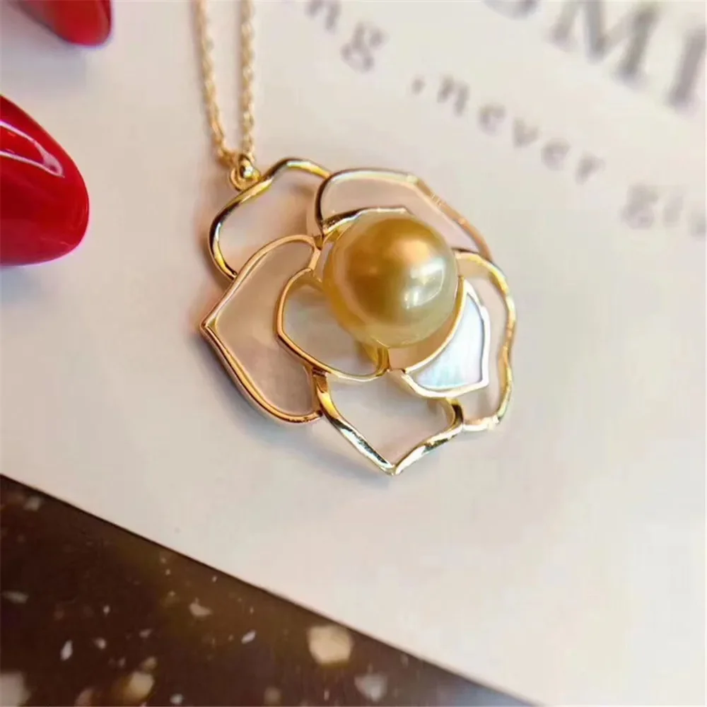 

DIY жемчужные Аксессуары S925 Стерлинговое Серебро натуральный жемчуг кулон пустой браслет ожерелье комплект цепочка Мода K золото издание L146