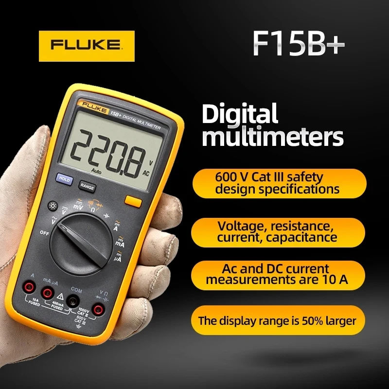 Fluke 15B Plus 15B + 15B Max Multimetro Professionale Digital Multi Tester Misuratore Di Corrente A Transistor Smart Electronic Meter