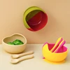 Color Kids Baby Silicone Feeding Bowl Set Toddler Waterproof Spoon Feeding Training Sets For Kids BPA Free Sucker Bowl Tableware 1
