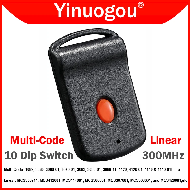 

LINEAR MCS308911 MCS306001 MCS308301 MULTI-CODE 3060 3083 3089 1089 3070 308911 Garage Door Remote Control 10 Dip Switch 300MHz