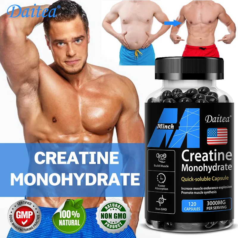 

Daitea Creatine Capsules Monohydrate - Muscle Builder Energy Supplement for Men and Women