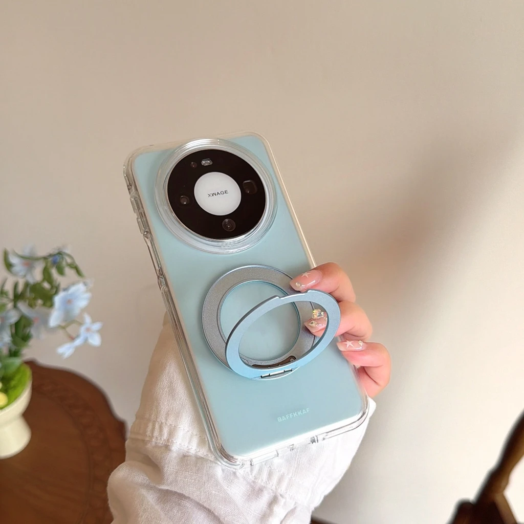 Enhanced Eco-Friendly Semi-Transparent Protective Phone Case with 360° Rotating Holder