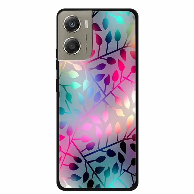 Cute Cartoon Animal Soft Silicone Back Cover with Flower Design - Black