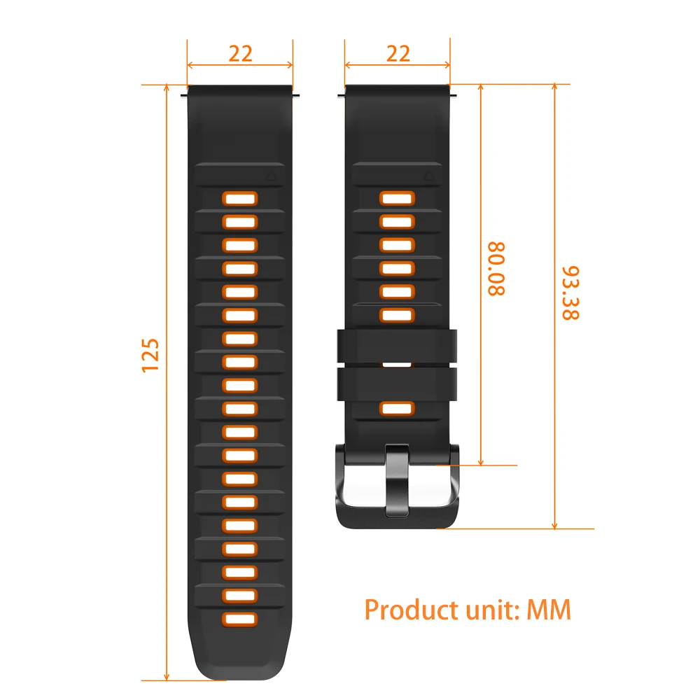 Silicone Sport Strap 22mm Watch Band - Smartwatch Accessories