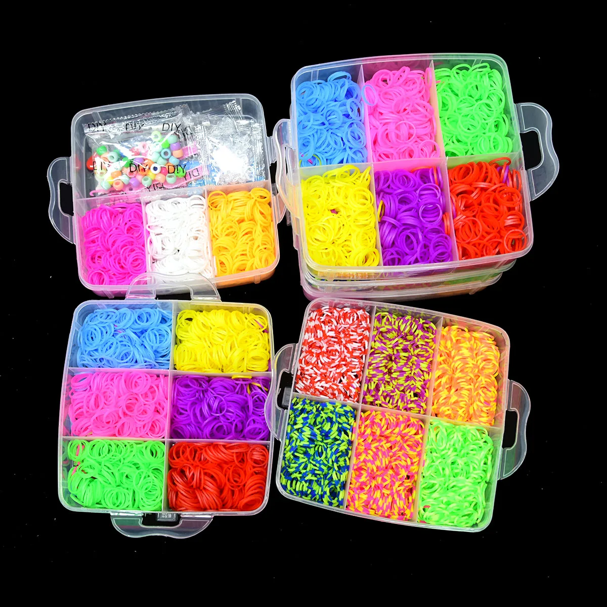 4500pcs High Quality Rubber Fun Loom Band Kit Kids DIY Bracelet Silicone  Loom Bands 3 Layers PVC BOX Family Loom Kit - AliExpress