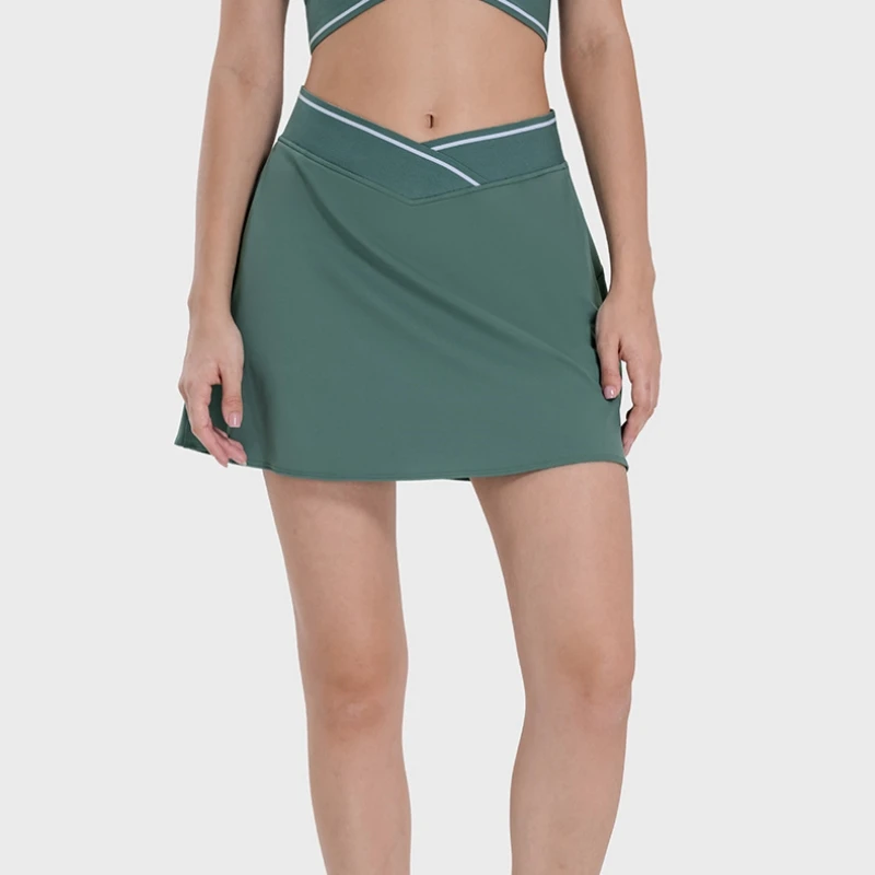 

Женская спортивная теннисная мини-юбка с карманами, короткие юбки с высокой талией и перекрестными карманами для гольфа, спортзала, улицы, фитнеса, отдыха, шорты, юбка, 2024