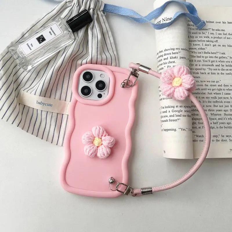 Floral Waves Furry Rope Candy Pattern Phone Case Cover