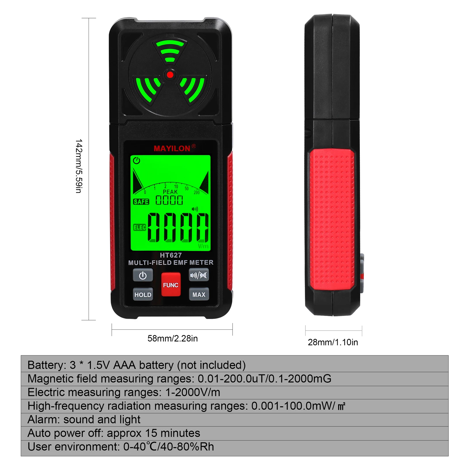 EMF 계량기 전자기 방사선 검출기, 가정용 실험실 병원 디지털 전기장 검출기, 방사선 검출기