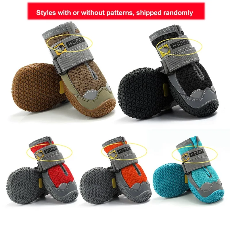 4Pcs/Set Dog Shoes for Large Dogs Breathable Professional Outdoor Dog Shoes Anti-Slip Durable Pet Shoes for Hiking Rubber Sole