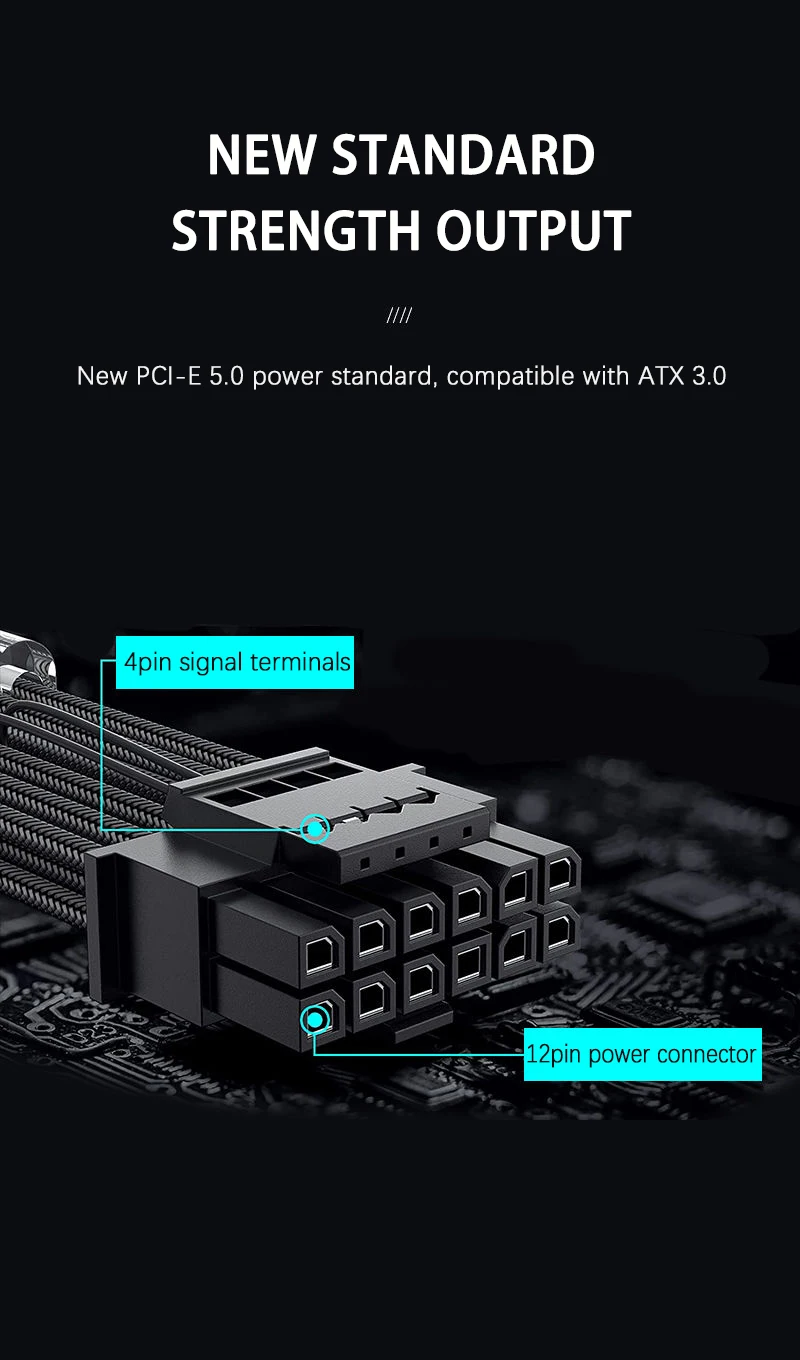 Formulamod PCI-E 5.0 16Pin(12+4) auf 3x8Pin, 12VHPWR 16AWG Netzteil-Verlängerungskabel für GPU RTX 4090 / 4080 / 4070s / 4070ti / 3090Ti – Detail 2