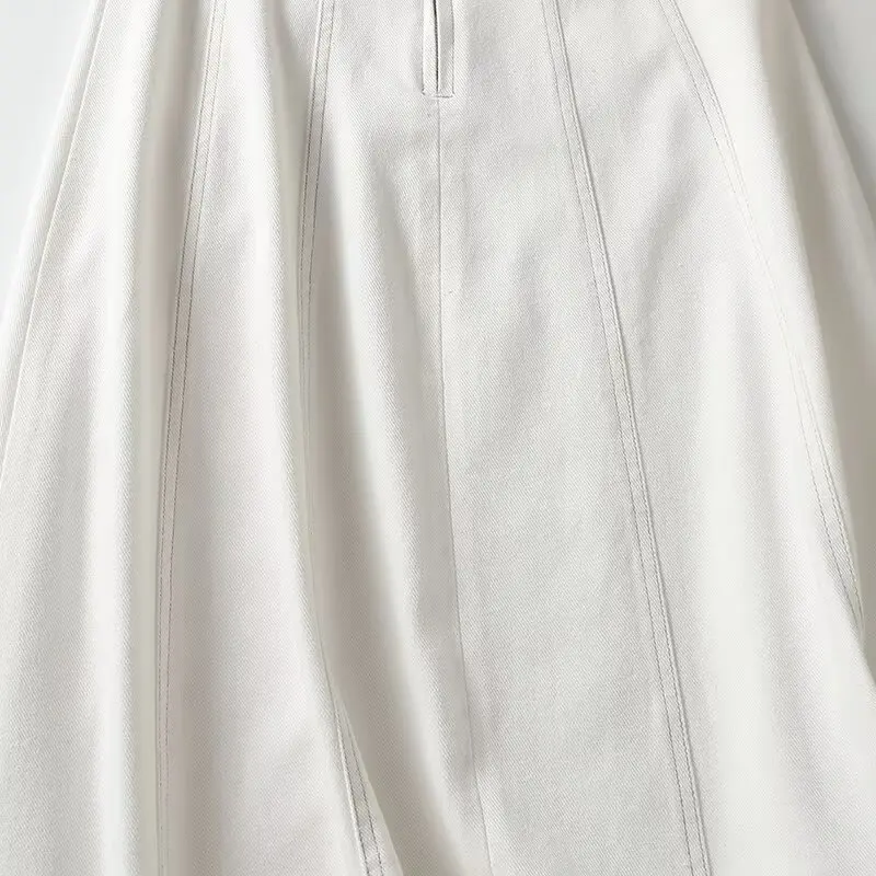 여성용 플리츠 디자인 패치워크 데님 미디 스커트, 빈티지 하이 웨이스트 백 지퍼, 여성 스커트, 스위트 패션, 신상