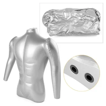 Manichino Gonfiabile in PVC a Mezzo Busto Maschile con Braccio, Modello Torso per Esposizione di Top, Collane, Gioielli e Sciarpe
