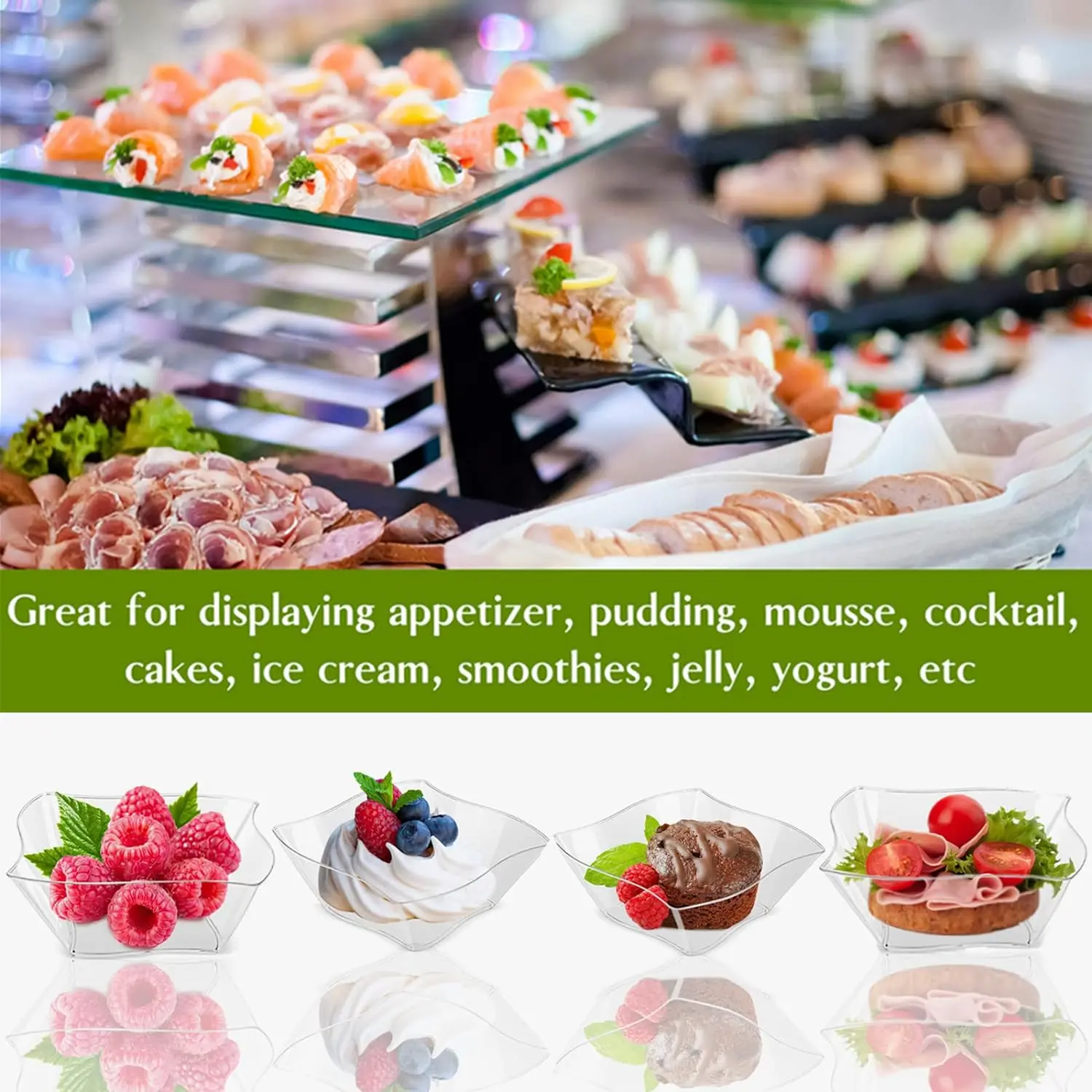 Clear Plastic Dessert Cups plastic cups plastic dessert cups dessert cups dessert plates Appetizer Plates Bowls with Spoons 25/50 pcs For Wedding Party