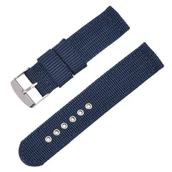 Waterproof Nylon Canvas Watch Band - Soft & Comfortable Universal Replacement Strap - 22mm (Navy blue)