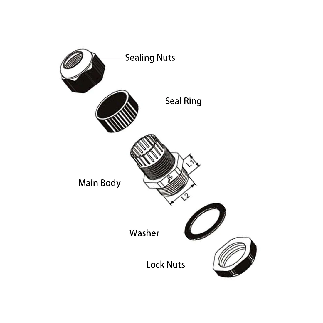 10Pcs Cable Strain Relief Cord Grip Cable Glands Adjustable IP68 For 3-18mm Plastic Black White PG7PG9PG11PG13.5PG16 PG21
