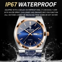 Montre homme BINBOND, bracelet en cuir de luxe, quartz, précise, lumineuse, étanche, affichage automatique de la date et du jour, durable, reloj. 5