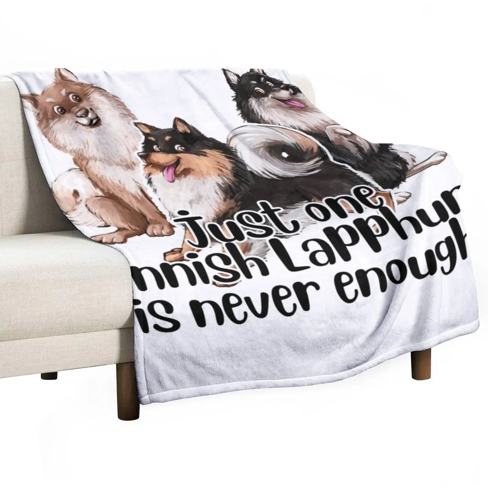 

Finnish Lapphund - One is Never Enough - Black Throw Blanket Quilt Blanket sofa Soft Big Blanket